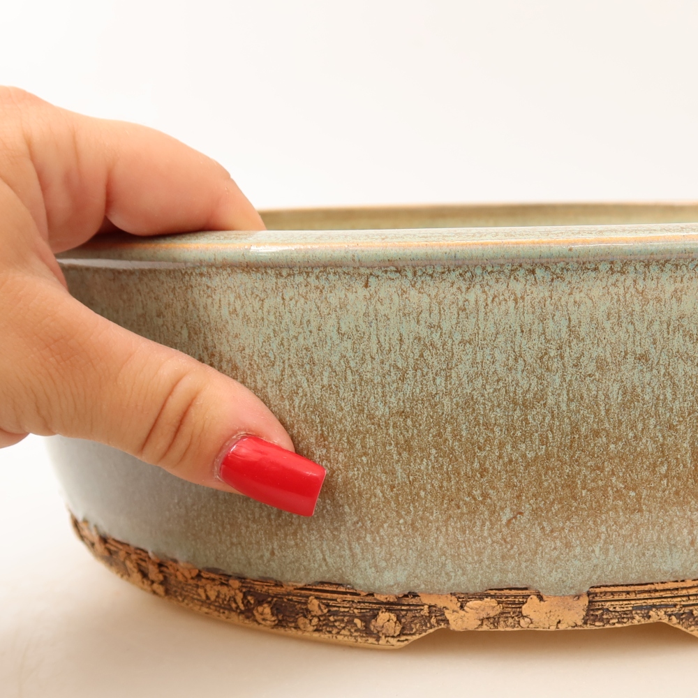 Vaso per bonsai in ceramica 29 x 29 x 8,5 cm, colore verde