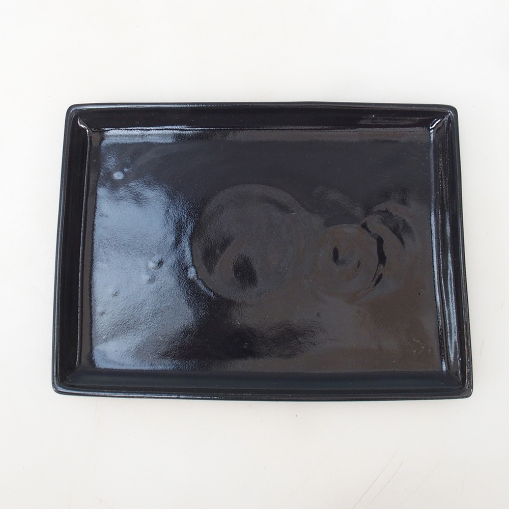 Sottovaso bonsai rettangolo 22,5 x 17 x 1,5 cm - nero