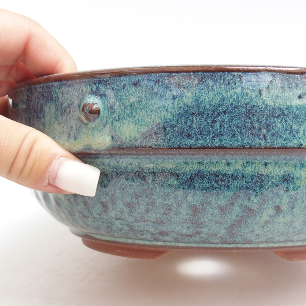 Ciotola bonsai in ceramica 21 x 21 x 7 cm, colore blu