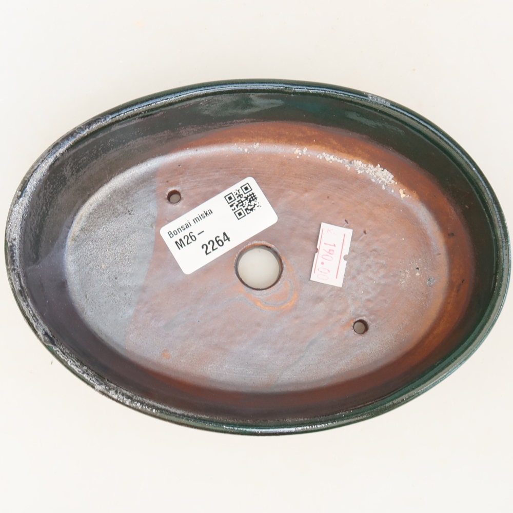 Ciotola per bonsai in ceramica 16,5 x 11,5 x 4,5 cm, verde