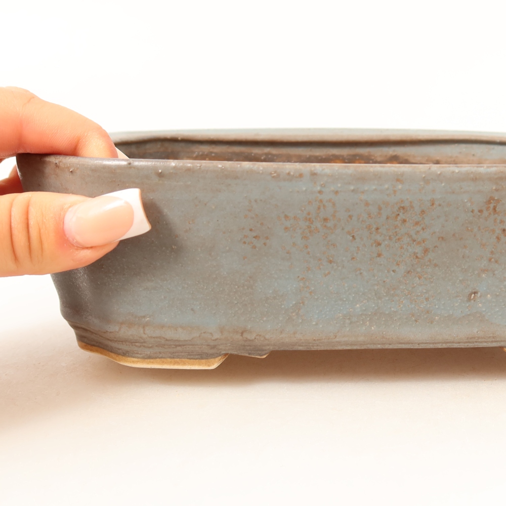 Vaso da bonsai in ceramica 21,5 x 18 x 6 cm, colore blu