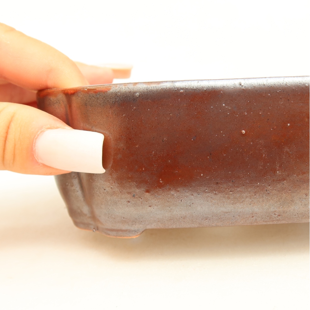 Vaso da bonsai in ceramica 12,5 x 10 x 4,5 cm, colore metallizzato