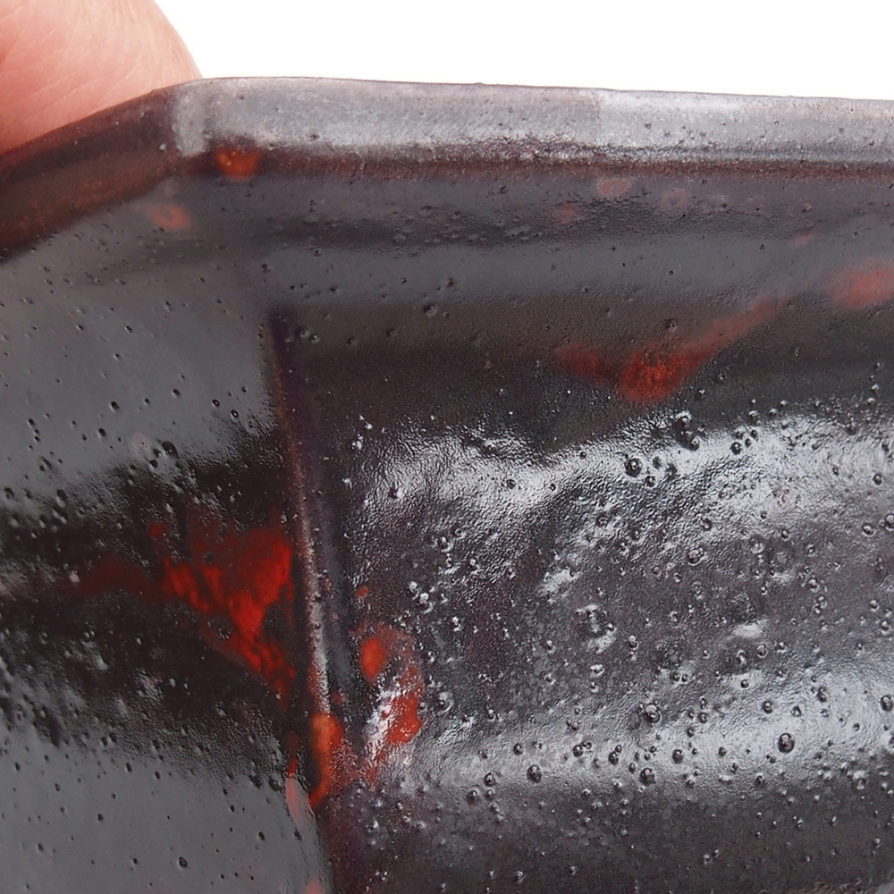 Ciotola bonsai in ceramica 18 x 16 x 9 cm, colore nero rosso