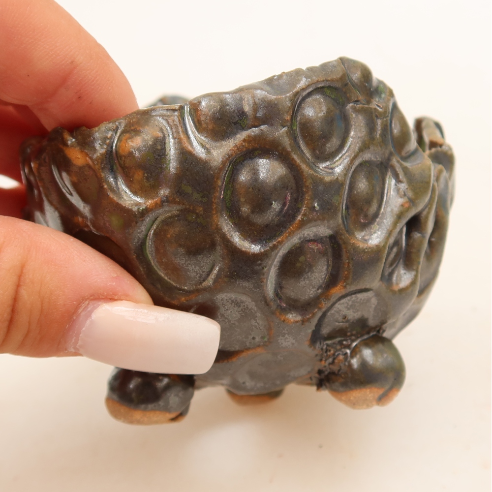 Guscio in ceramica  8,5 x 7,5 x 7 cm, colore verde-marrone