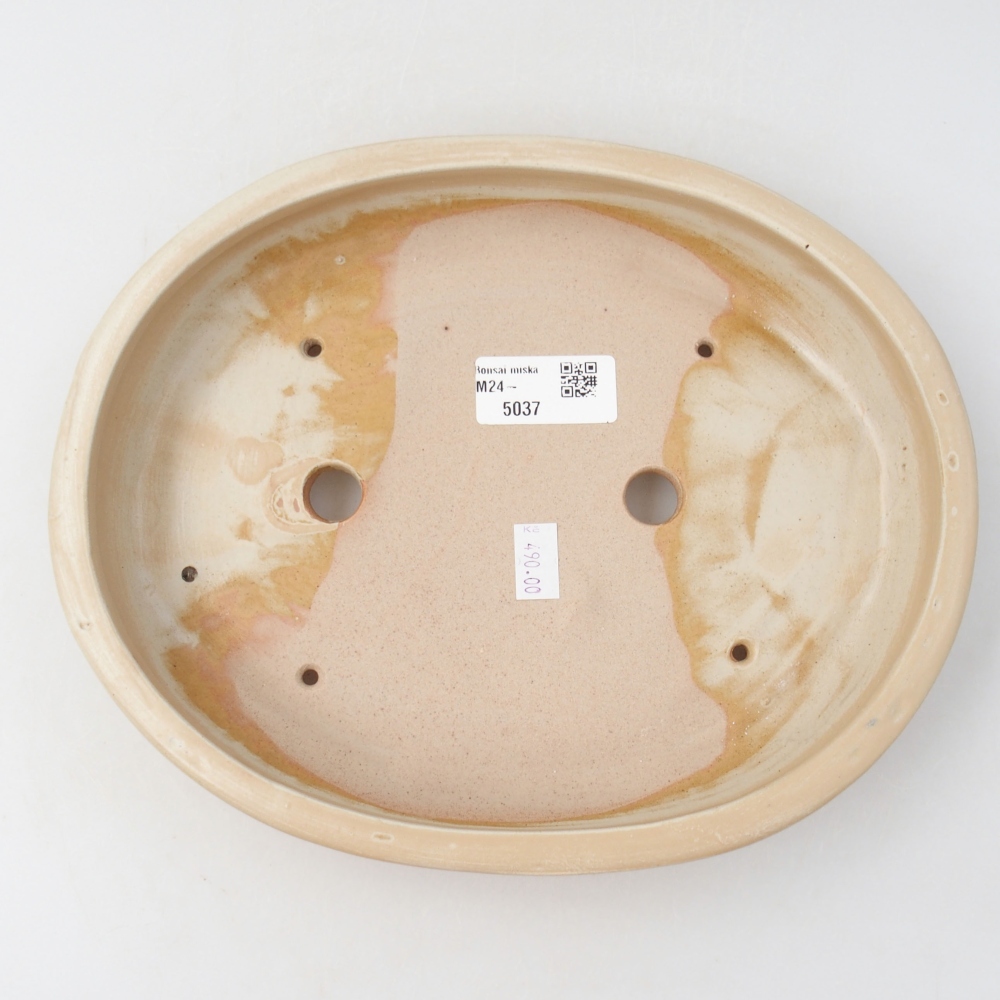 Ciotola per bonsai in ceramica 24,5 x 20 x 4 cm, colore beige