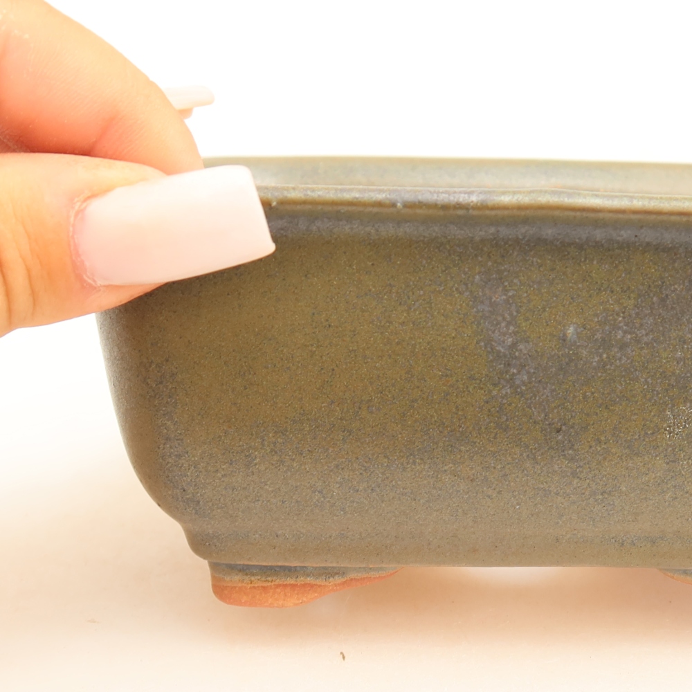 Ciotola per bonsai in ceramica 13,5 x 10,5 x 6 cm, verde