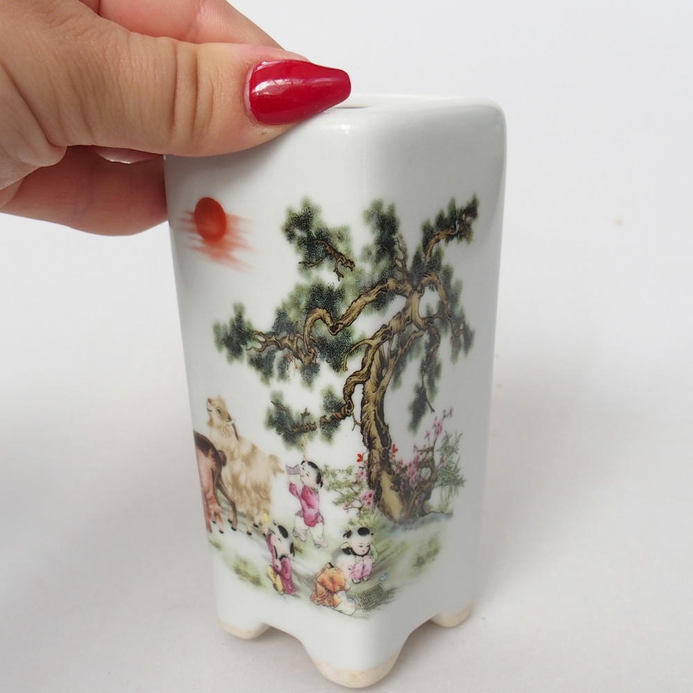 Ciotola per bonsai in ceramica 5,5 x 5,5 x 12 cm, colore bianco