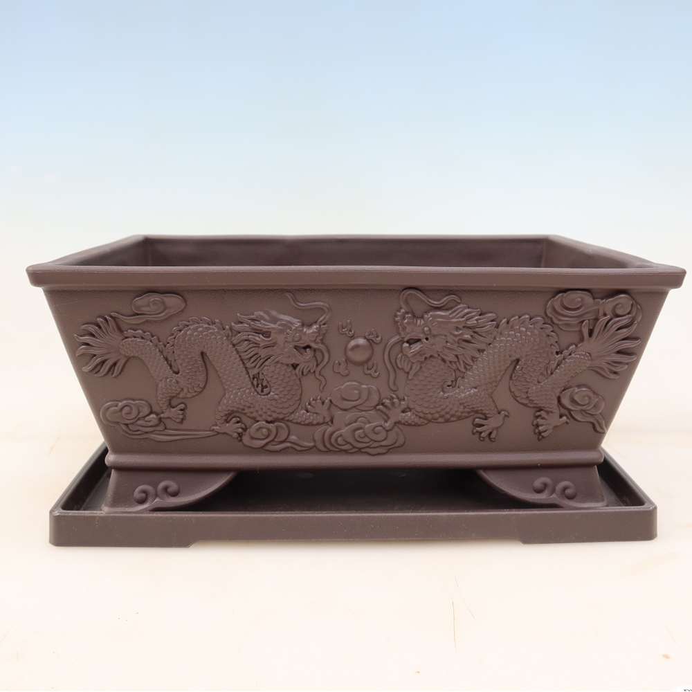 Vaso per bonsai + sottovaso in plastica MP-37 - 28 x 19 x 11,5 cm