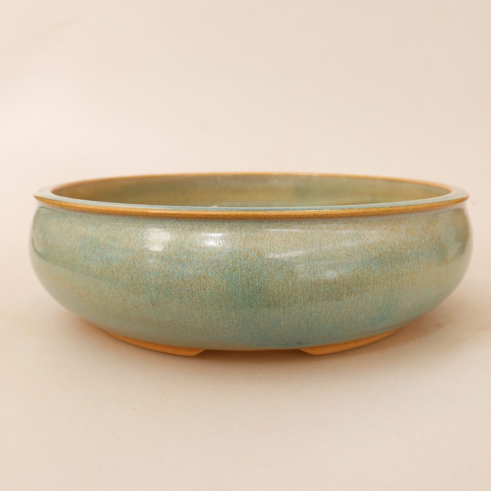 Vaso da bonsai in ceramica 21,5 x 21,5 x 6,5 cm, colore verde