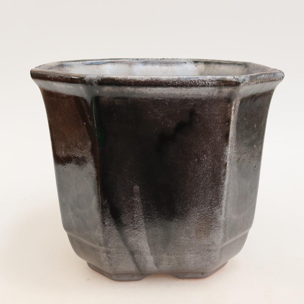 Vaso da bonsai in ceramica 17,5 x 17,5 x 15,5 cm, colore metallizzato