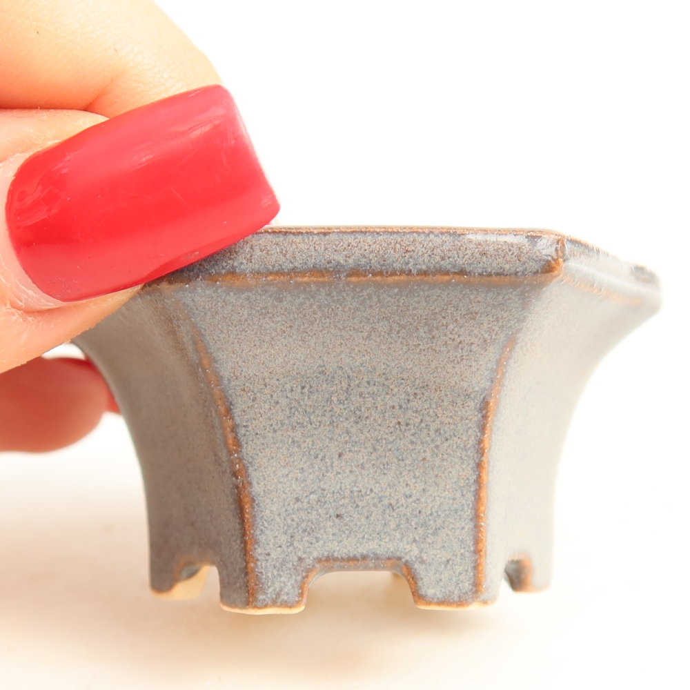 Vaso in ceramica per bonsai, 5,5 x 5 x 3 cm, colore grigio
