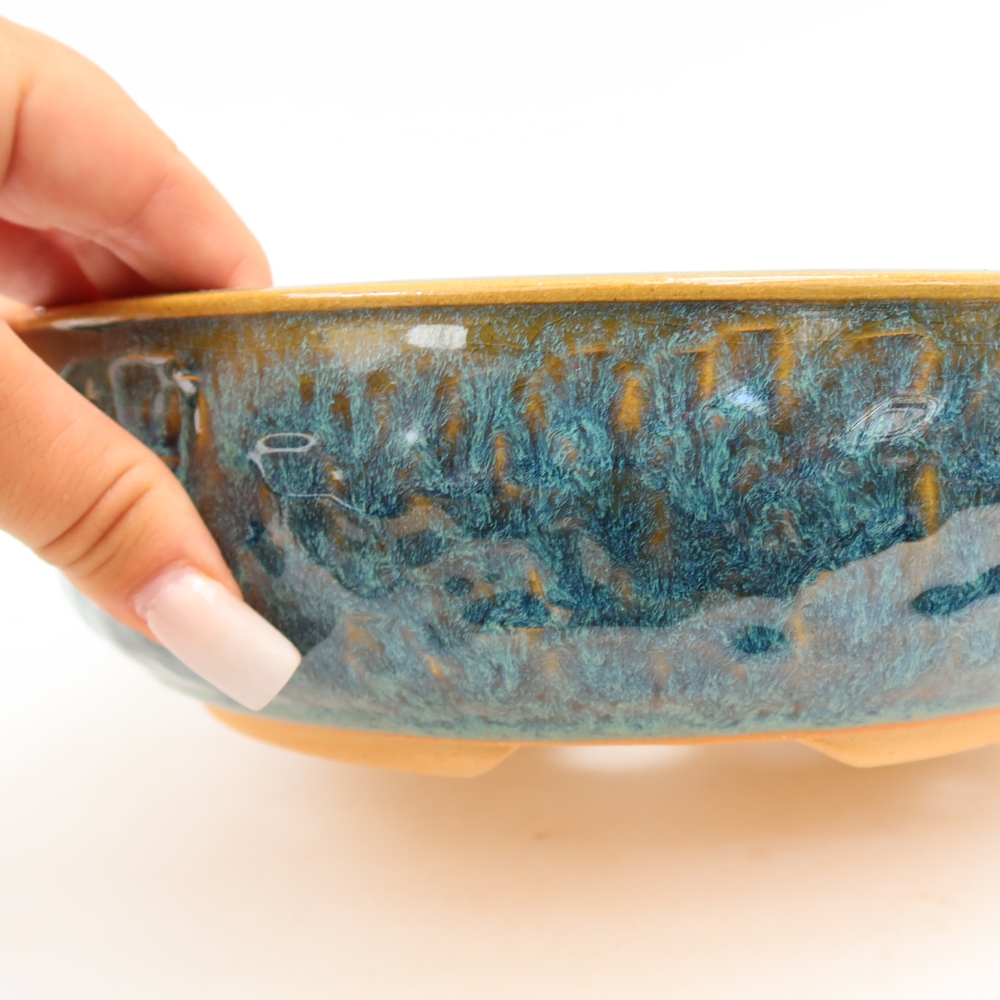Vaso da bonsai in ceramica 23 x 23 x 7 cm, colore blu
