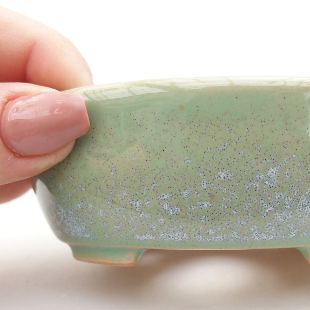 Ciotola per bonsai in ceramica 9 x 7,5 x 3,5 cm, verde