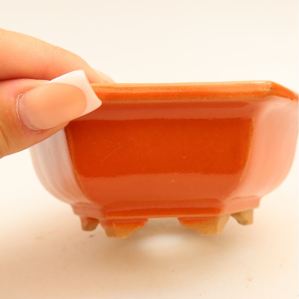 Vaso da bonsai in ceramica 12 x 10,5 x 4 cm, colore arancione