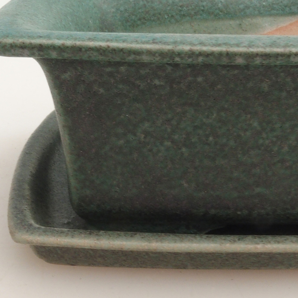Ciotola bonsai + piattino H11 - 11,5 x 10 x 4 cm - verde