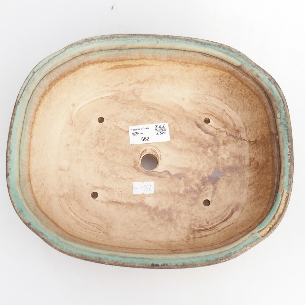 Ciotola per bonsai in ceramica 25,5 x 21,5 x 8 cm, verde