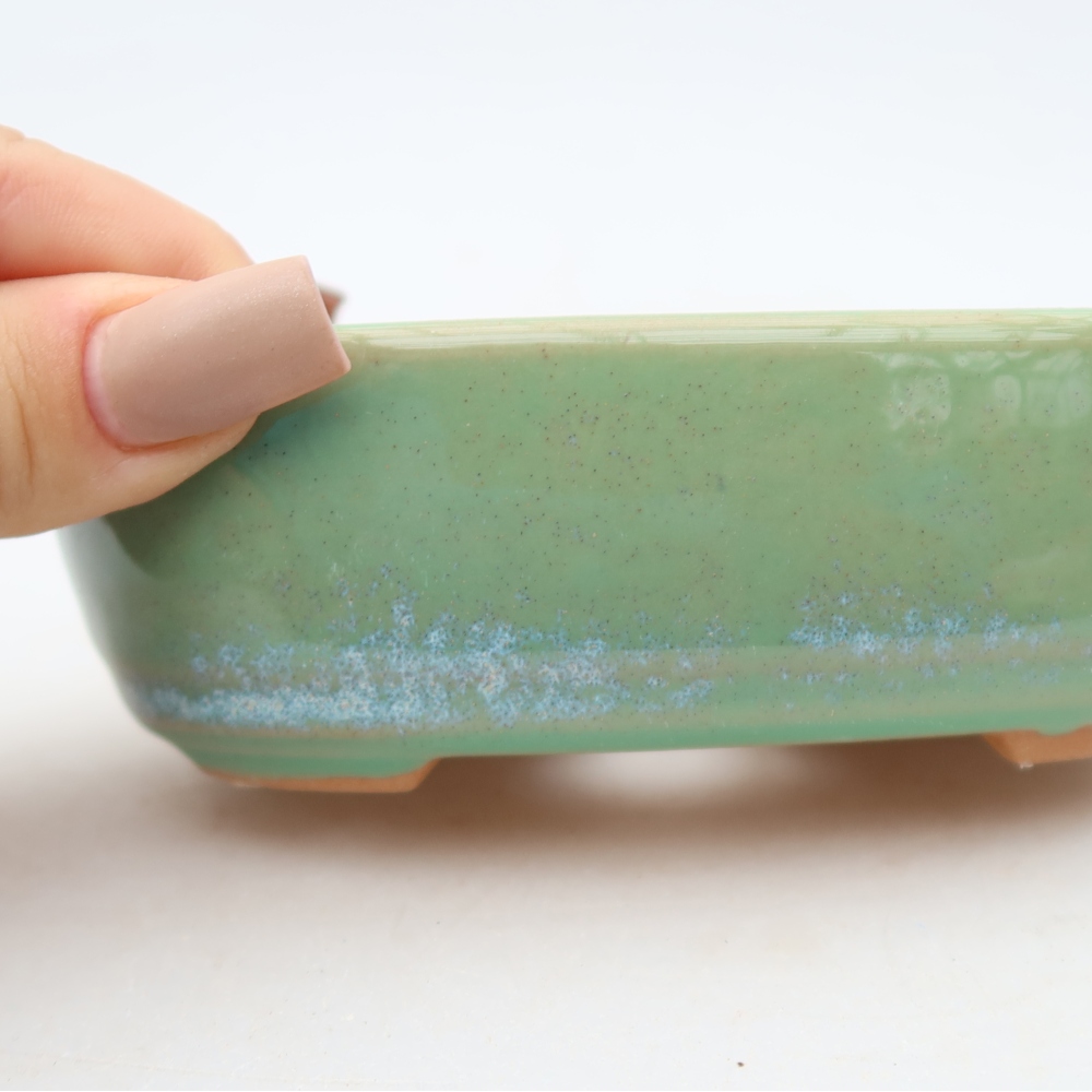 Vaso da bonsai in ceramica 13 x 8,5 x 4 cm, colore verde
