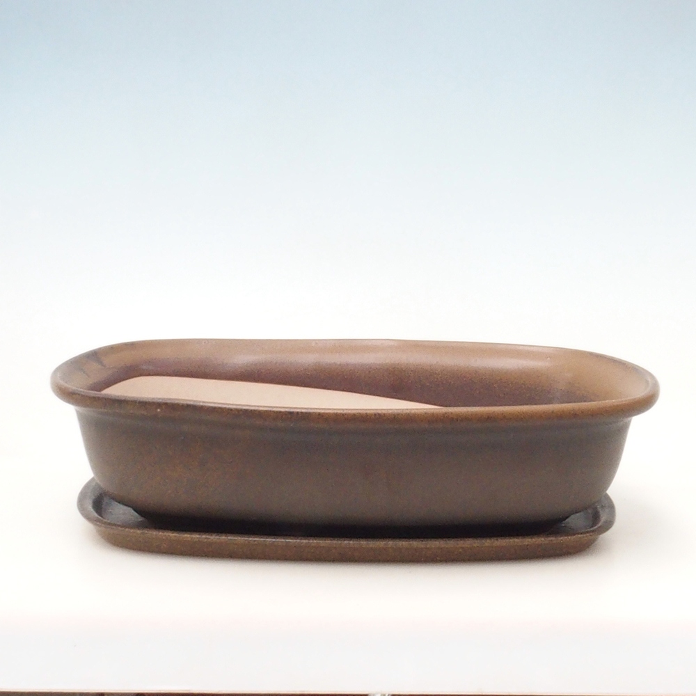 Ciotola bonsai + piattino H10 - 37 x 28 x 9 cm - marrone