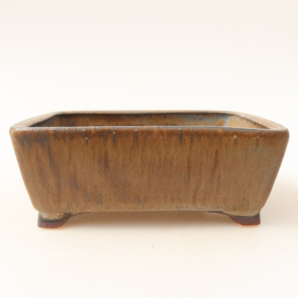 Vaso in ceramica per bonsai 13,5 x 11 x 5 cm, colore marrone