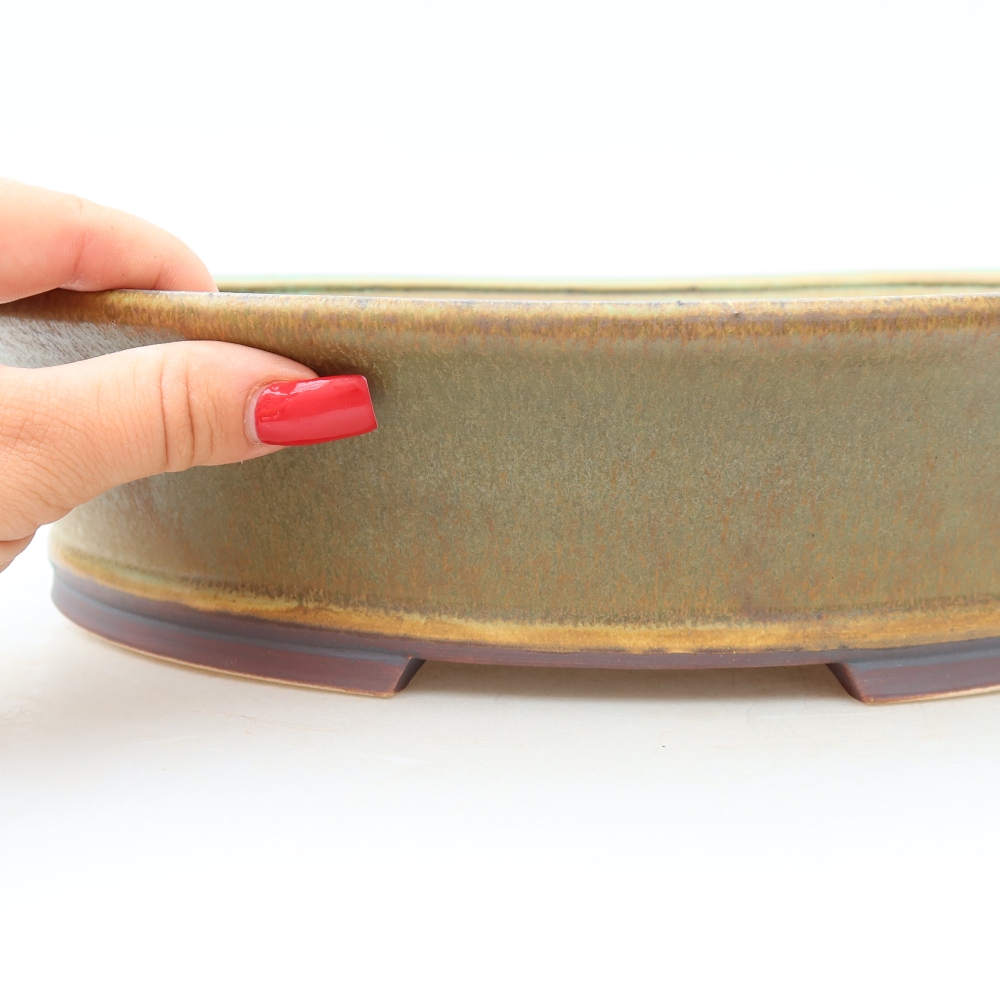 Ciotola per bonsai in ceramica 26,5 x 24 x 5,5 cm, verde