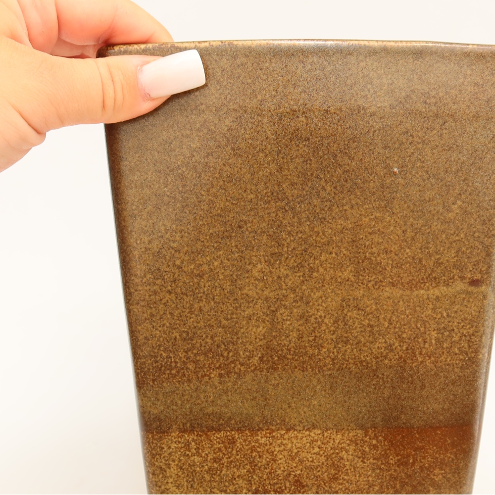 Vaso da bonsai in ceramica 15,5 x 15,5 x 19 cm, colore marrone
