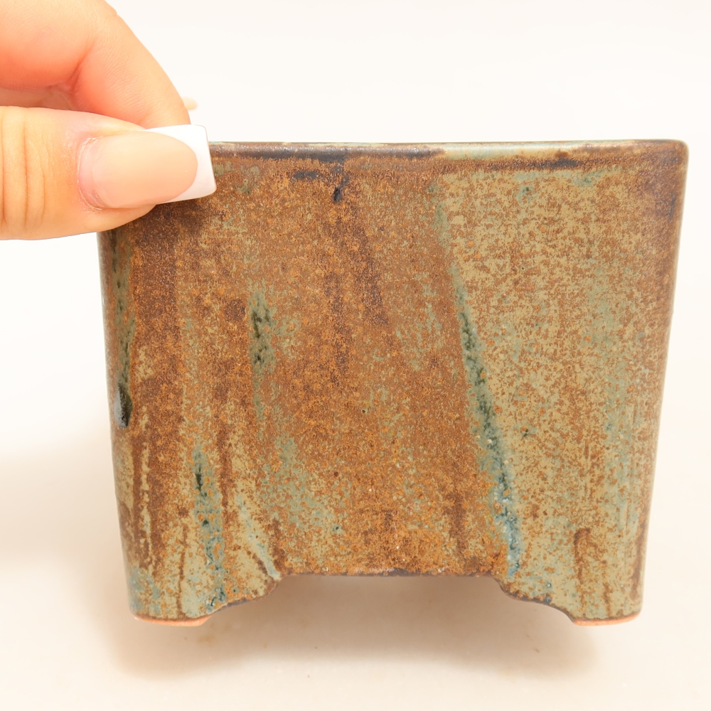 Vaso da bonsai in ceramica 10 x 10 x 8,5 cm, colore marrone