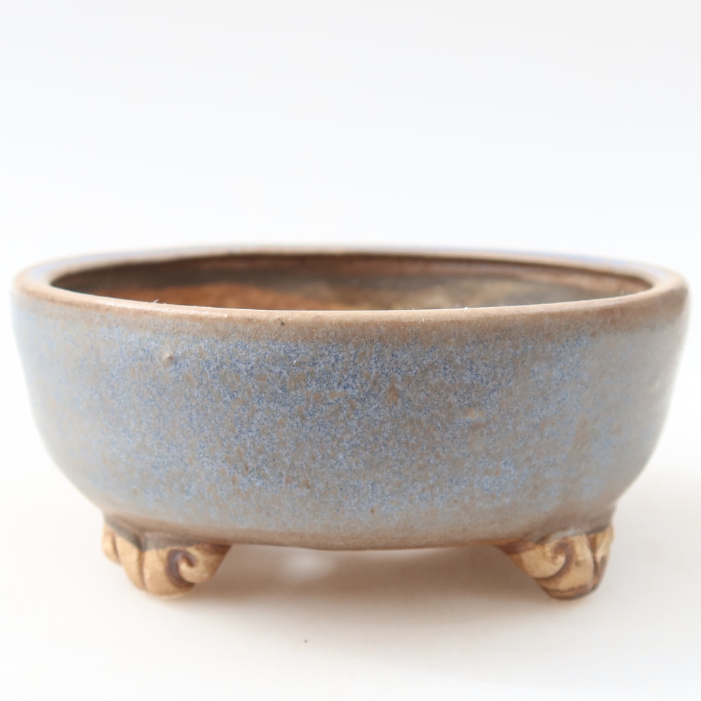 Vaso da bonsai in ceramica 10,5 x 10,5 x 4 cm, colore blu