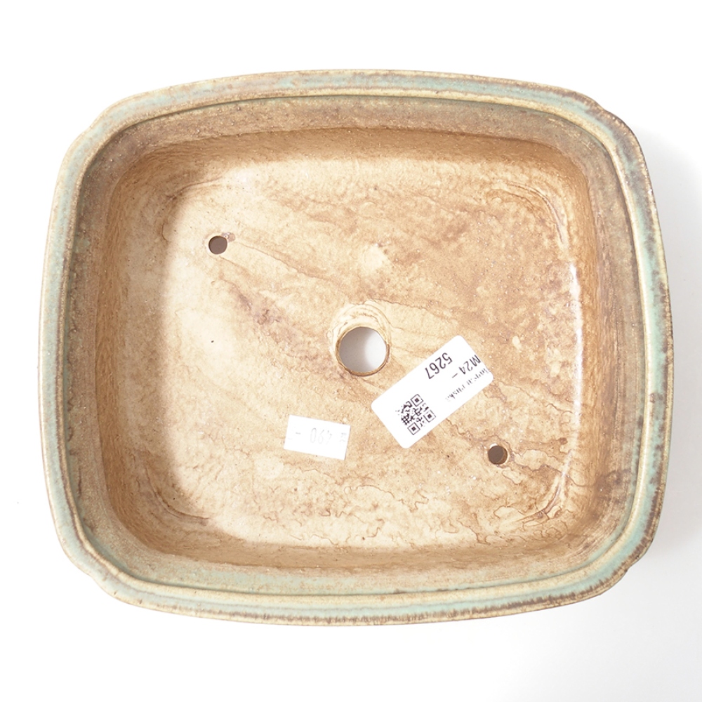 Ciotola per bonsai in ceramica 19,5 x 16,5 x 6 cm, verde