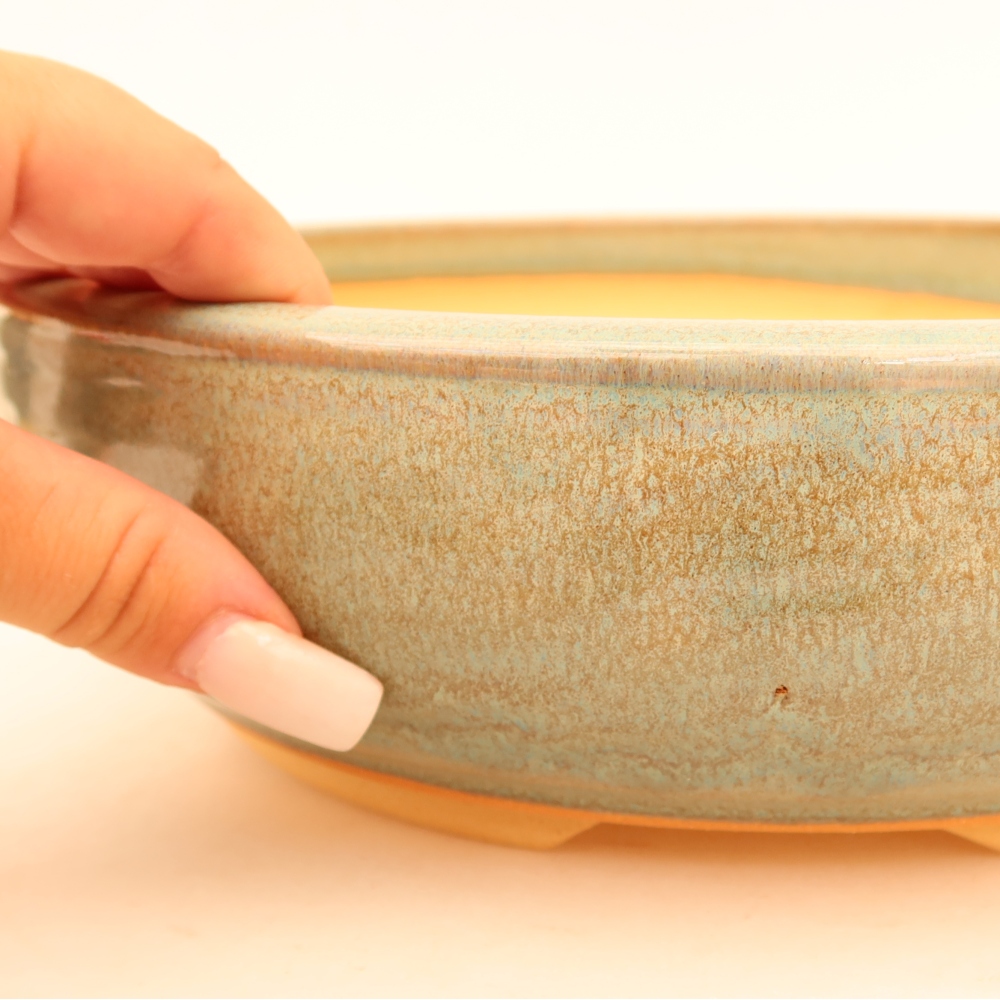Vaso da bonsai in ceramica 26,5 x 26,5 x 7 cm, colore verde