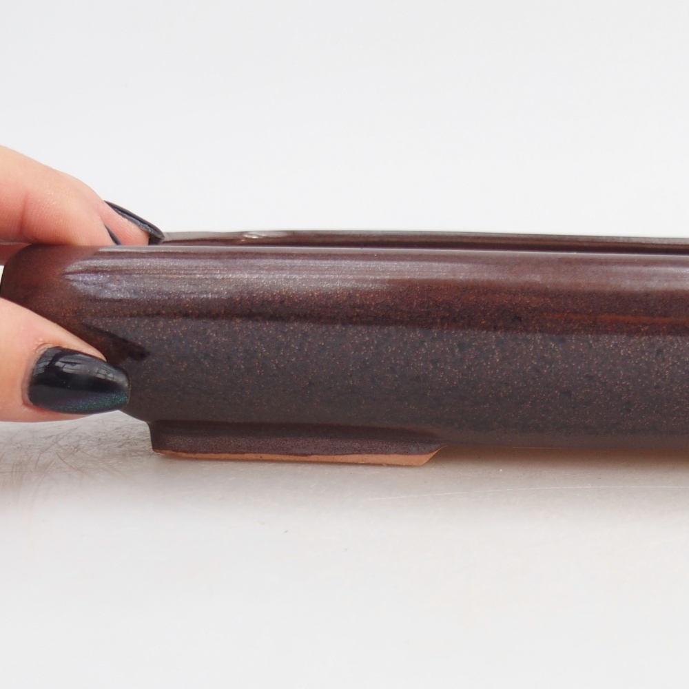 Ciotola per bonsai in ceramica 24 x 17,5 x 4 cm, marrone