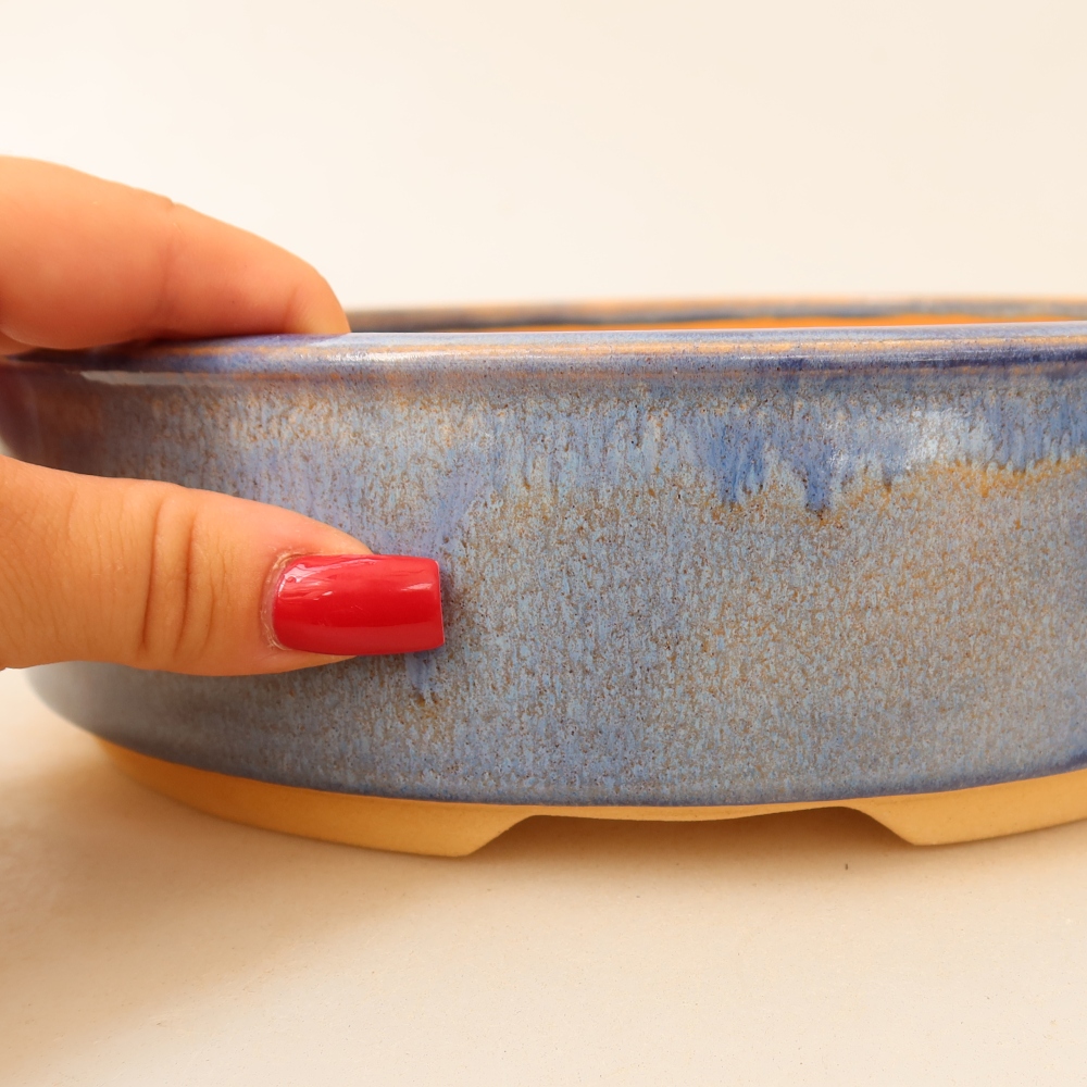 Vaso in ceramica per bonsai 23 x 23 x 6,5 cm, colore blu