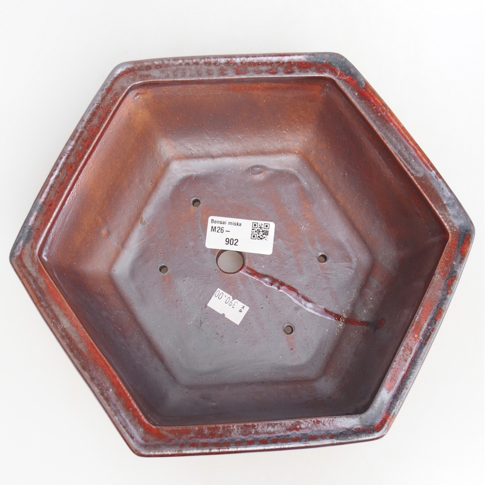 Ciotola bonsai in ceramica 24,5 x 22 x 7,5 cm, colore nero rosso