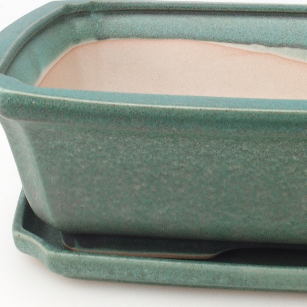 Ciotola bonsai + piattino H07 - 30 x 20,5 x 8 cm - verde