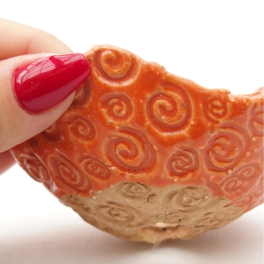 Conchiglia in ceramica 9 x 8,5 x 4 cm , colore arancione