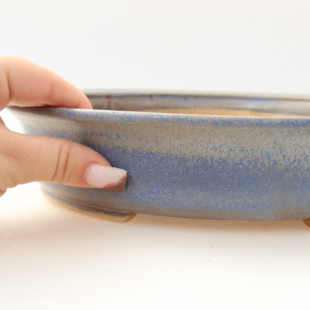 Vaso da bonsai in ceramica 26 x 24 x 6 cm, colore blu