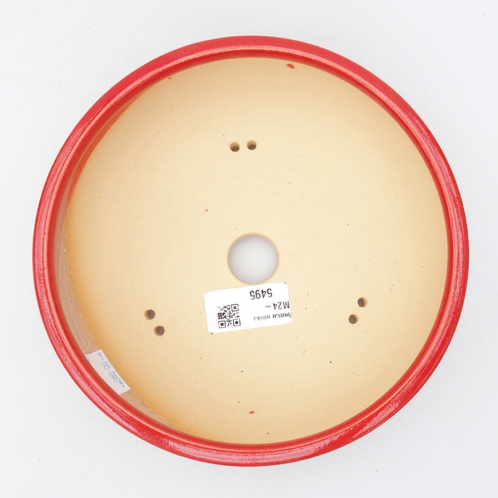 Ciotola per bonsai in ceramica 18,5 x 18,5 x 6 cm, colore rosso