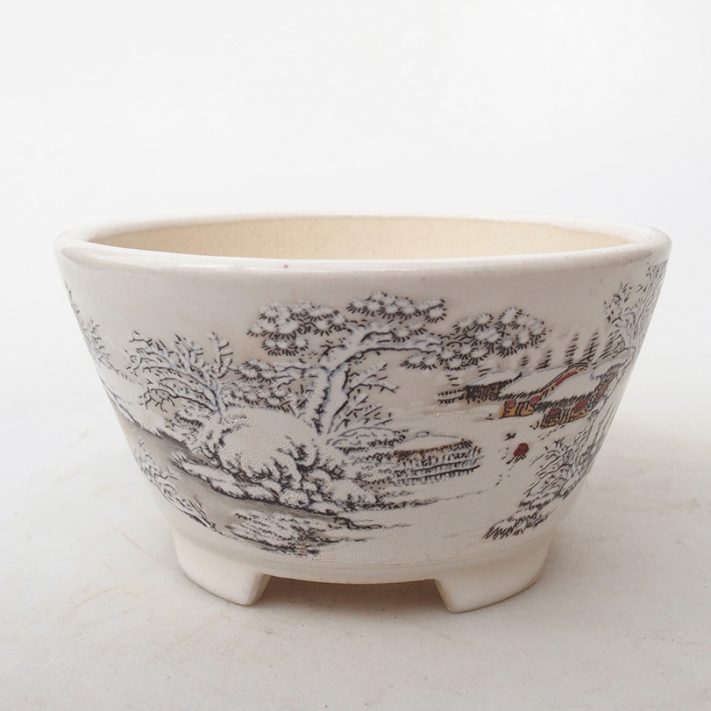 Ciotola per bonsai in ceramica 12 x 12 x 6,5 cm, colore bianco