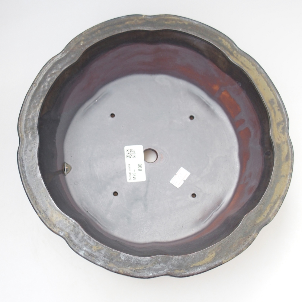 Ciotola per bonsai in ceramica 26,5 x 26,5 x 8 cm, marrone