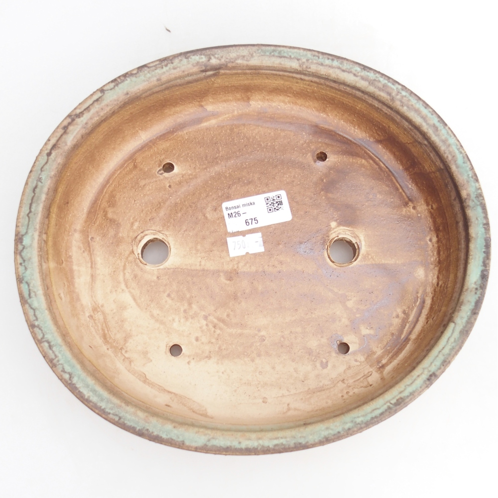 Ciotola per bonsai in ceramica 26,5 x 24 x 5,5 cm, verde