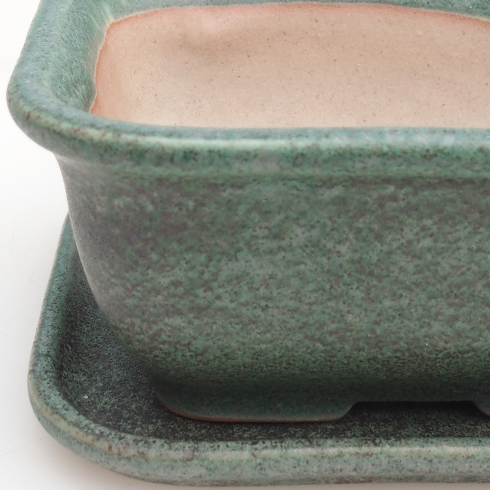 Ciotola bonsai + piattino H11 - 11,5 x 10 x 4 cm - verde