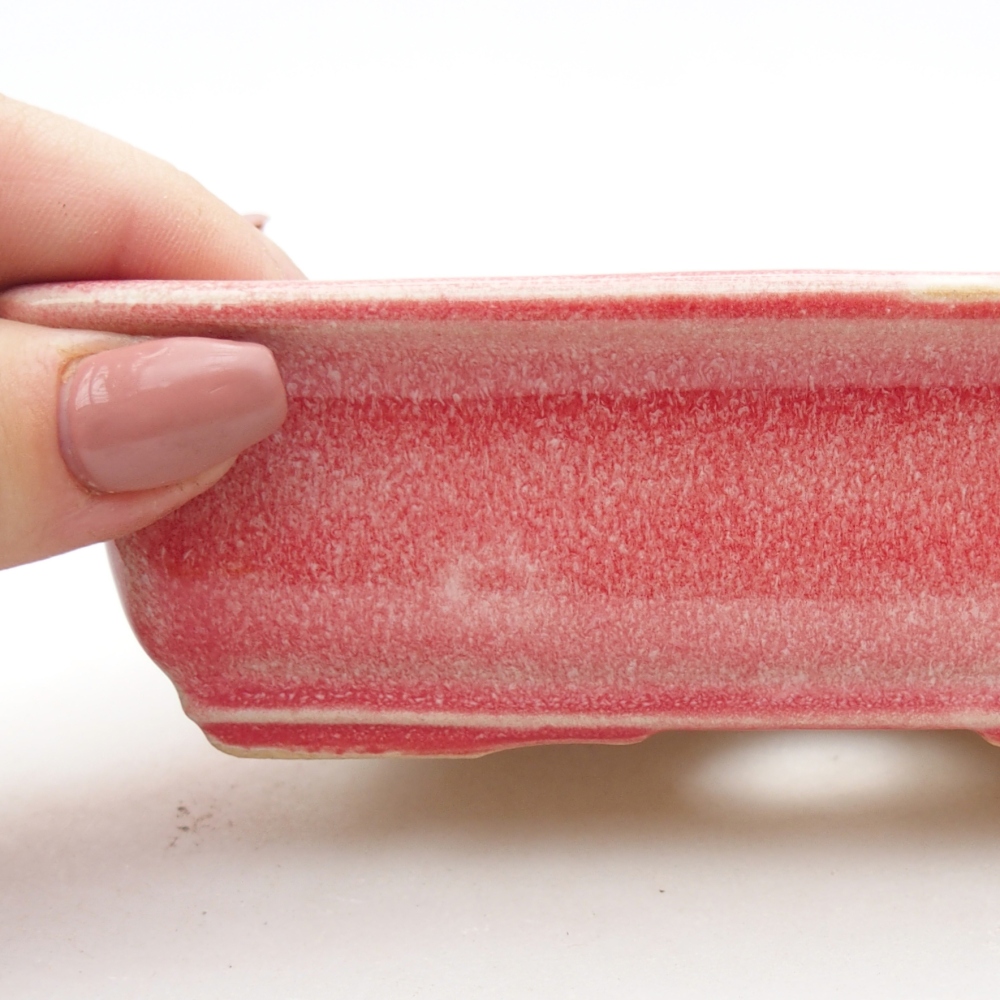 Ciotola per bonsai in ceramica 13,5 x 10 x 4 cm, colore rosso