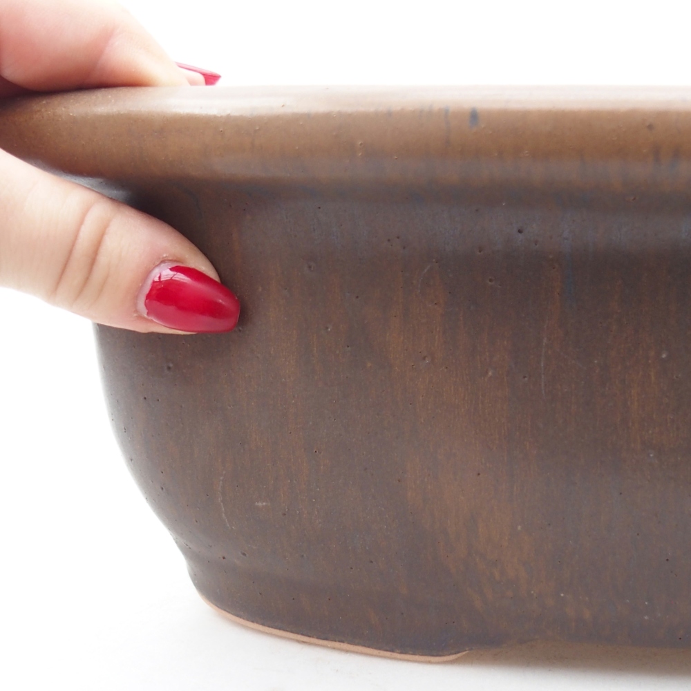Ciotola per bonsai in ceramica 30 x 25 x 10 cm, marrone