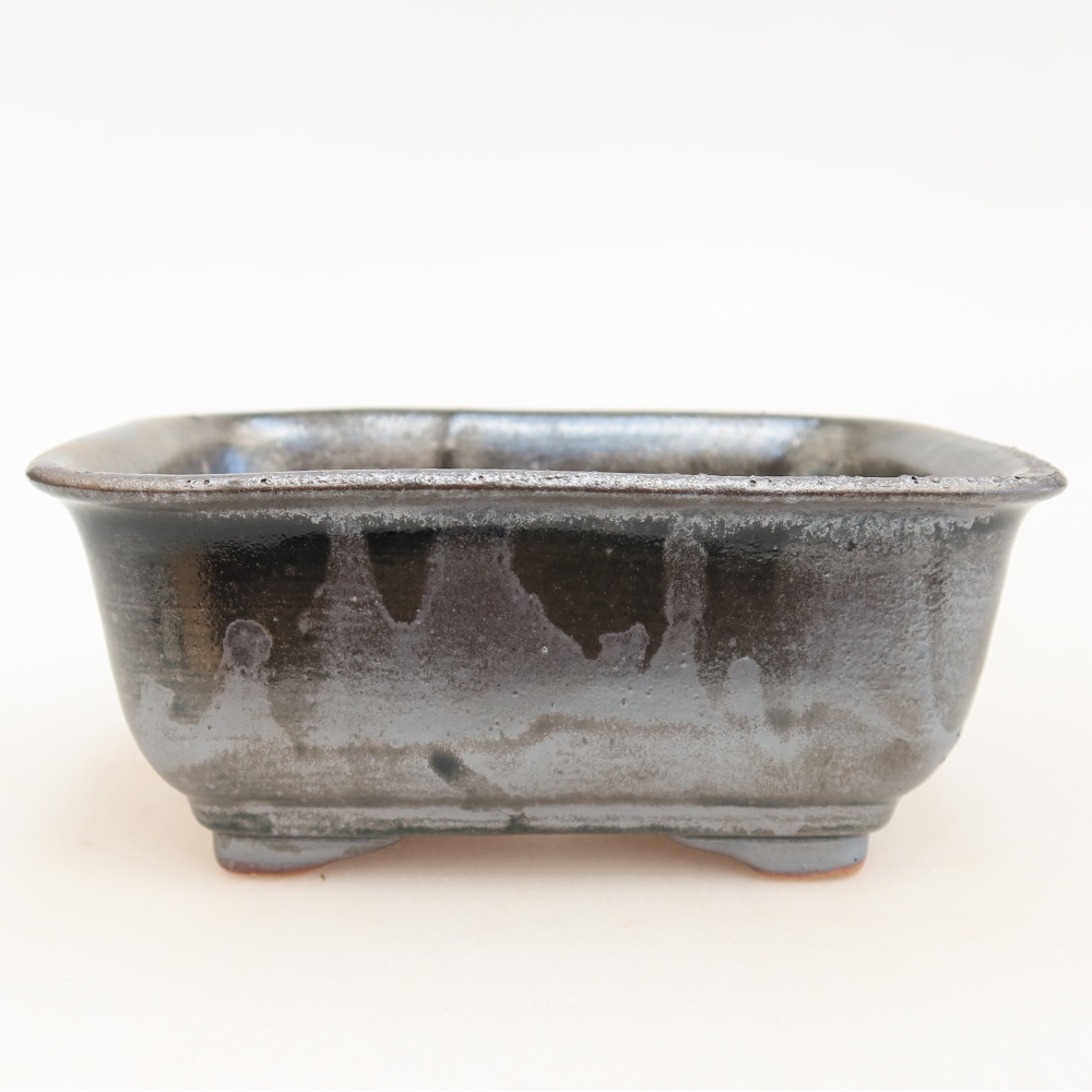 Ciotola bonsai in ceramica 13,5 x 10,5 x 6 cm, colore metallo