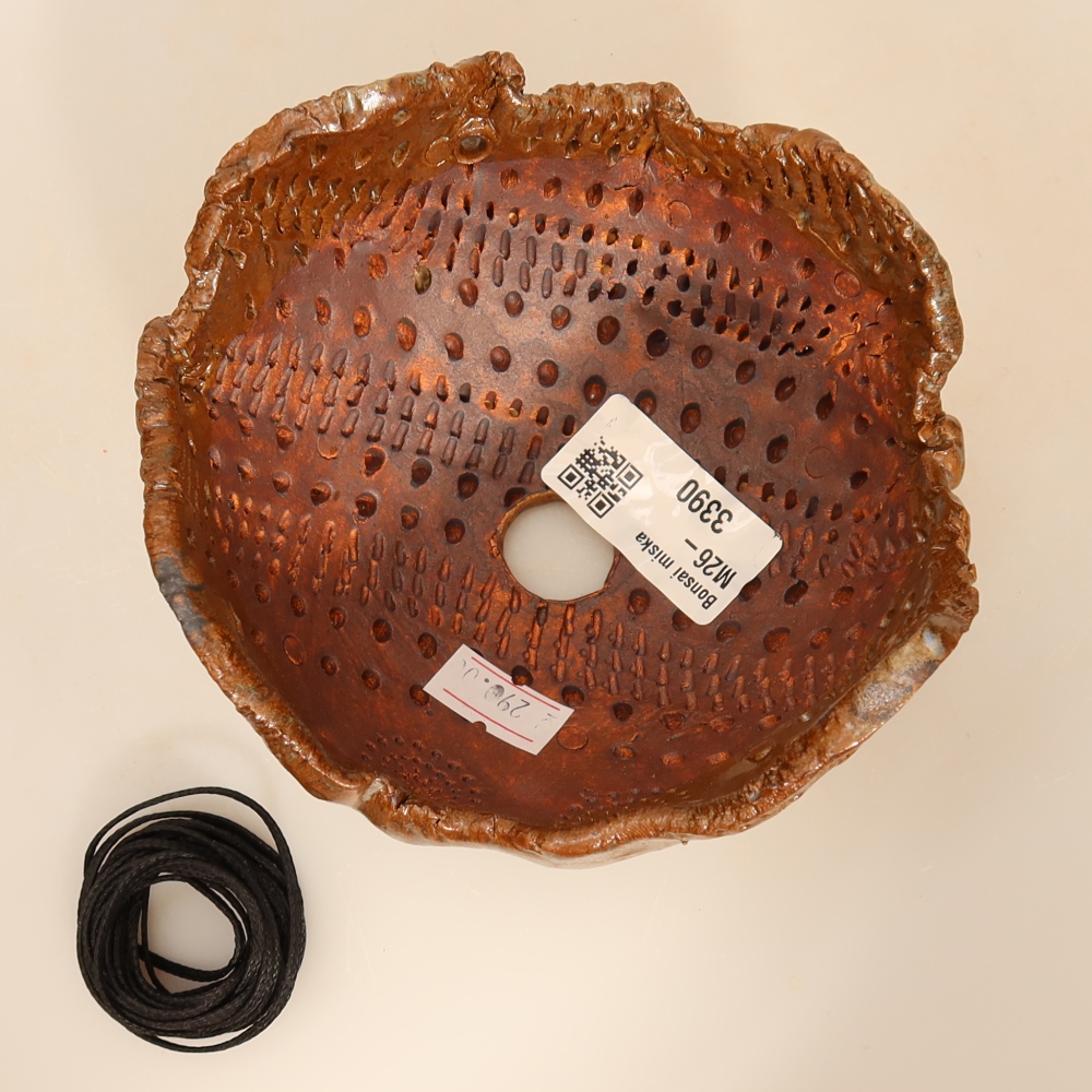 Conchiglia in ceramica per Kokedama 12,5 x 12 x 7,5 cm, colore marrone