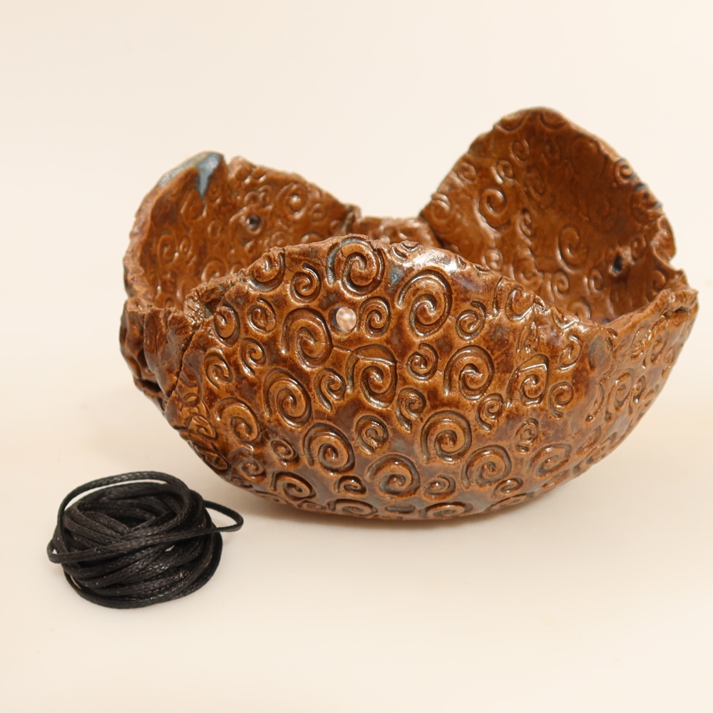 Contenitore in ceramica per Kokedama 13 x 13 x 8 cm, colore marrone