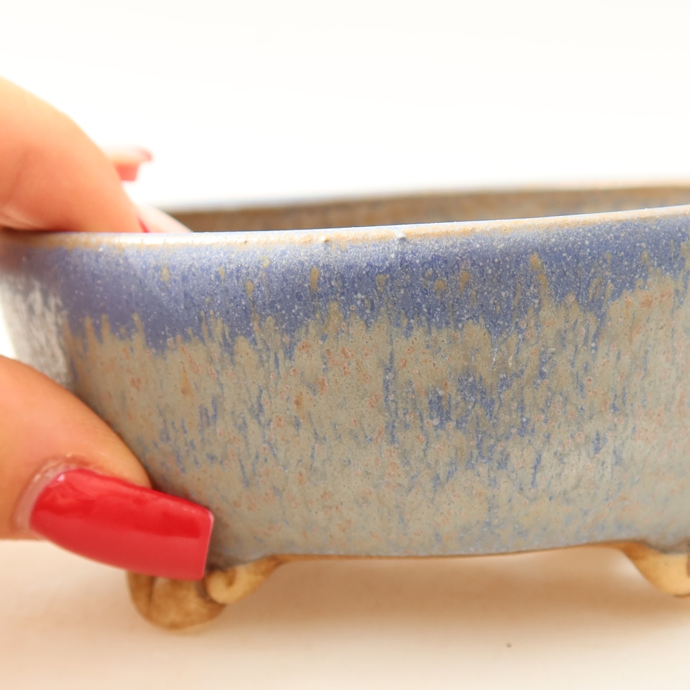 Vaso da bonsai in ceramica 10,5 x 10,5 x 4 cm, colore blu