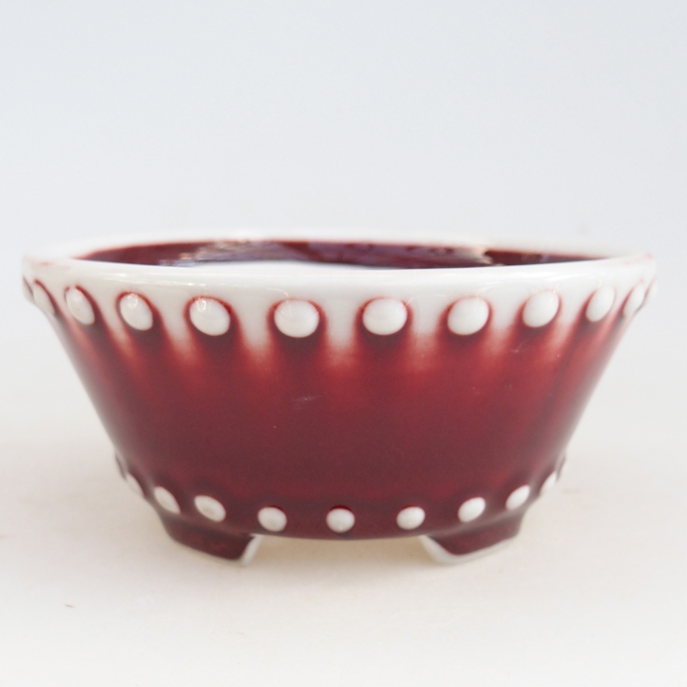 Ciotola per bonsai in ceramica 10,5 x 10,5 x 5 cm, colore rosso