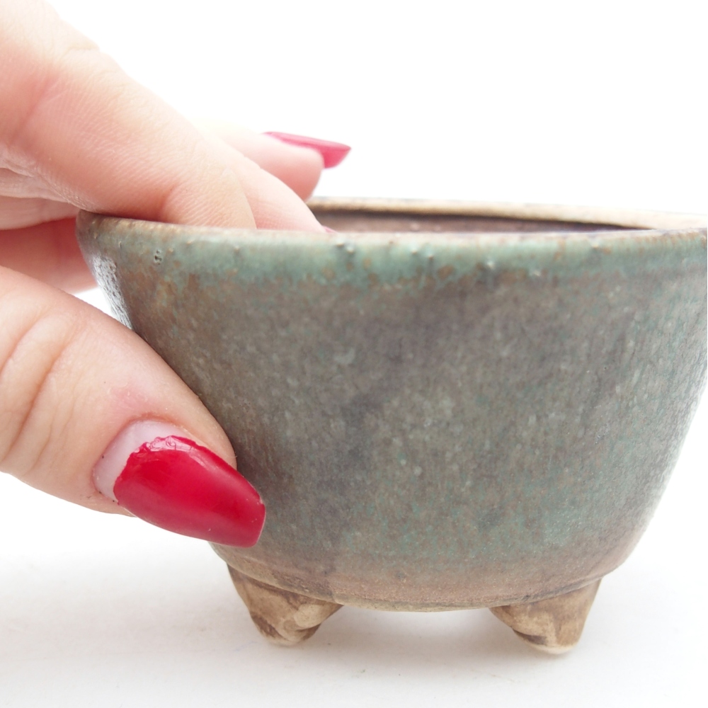 Ciotola per bonsai in ceramica 8,5 x 8,5 x 5 cm, verde