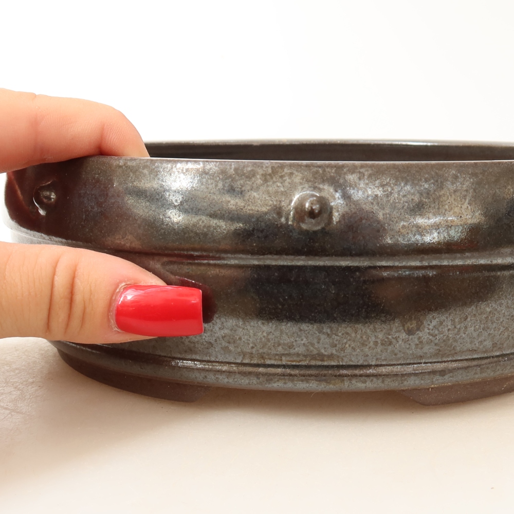 Ciotola per bonsai in ceramica 18,5 x 18,5 x 6 cm, marrone