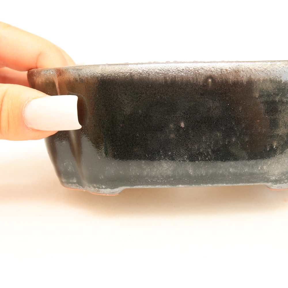 Vaso da bonsai in ceramica 12,5 x 10 x 4,5 cm, colore metallizzato